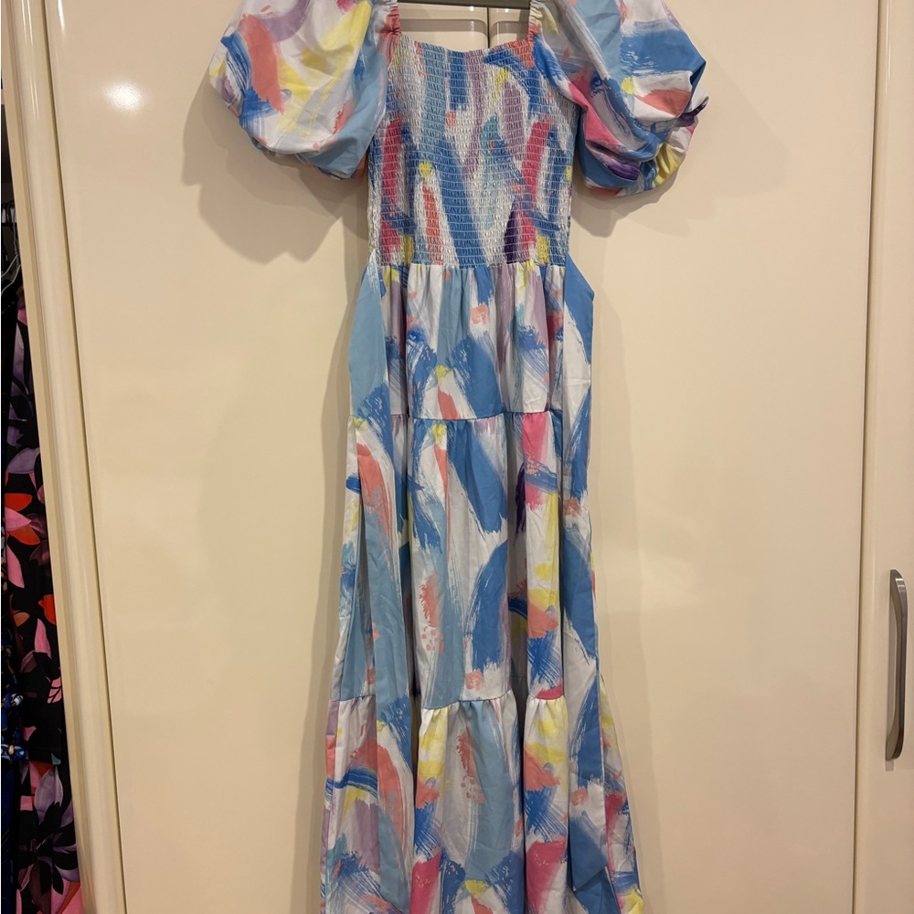 Colorful Off-Shoulder Maxi Dress